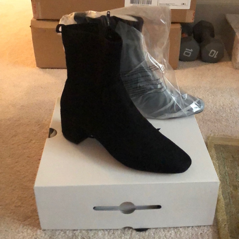Black suede ankle bootie